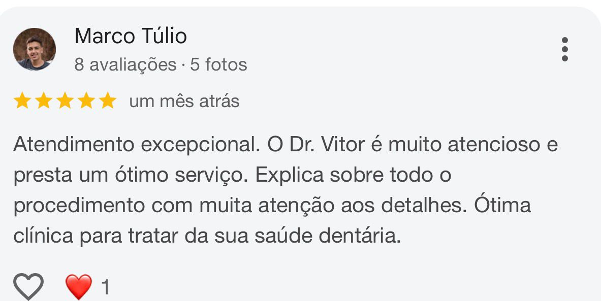 Avaliação de Marco Túlio no Google