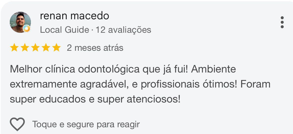 Avaliação de Renan Macedo no Google